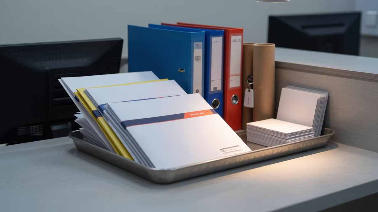 Ballot Envelope Tray on Bangalore Office Desk in at an office reception desk in Bangalore