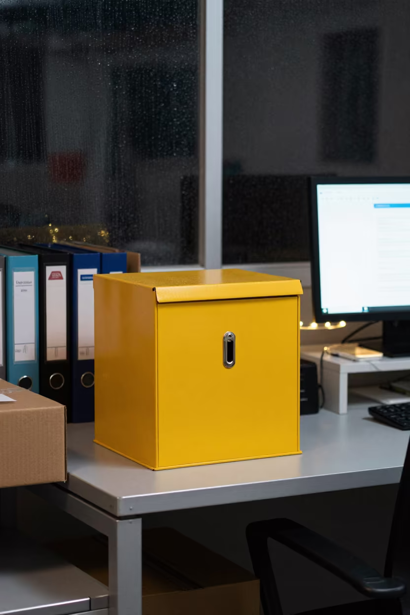 Ballot Lockbox in Lagos Office Night in in an operations center under monitor glow in Oshodi, Lagos