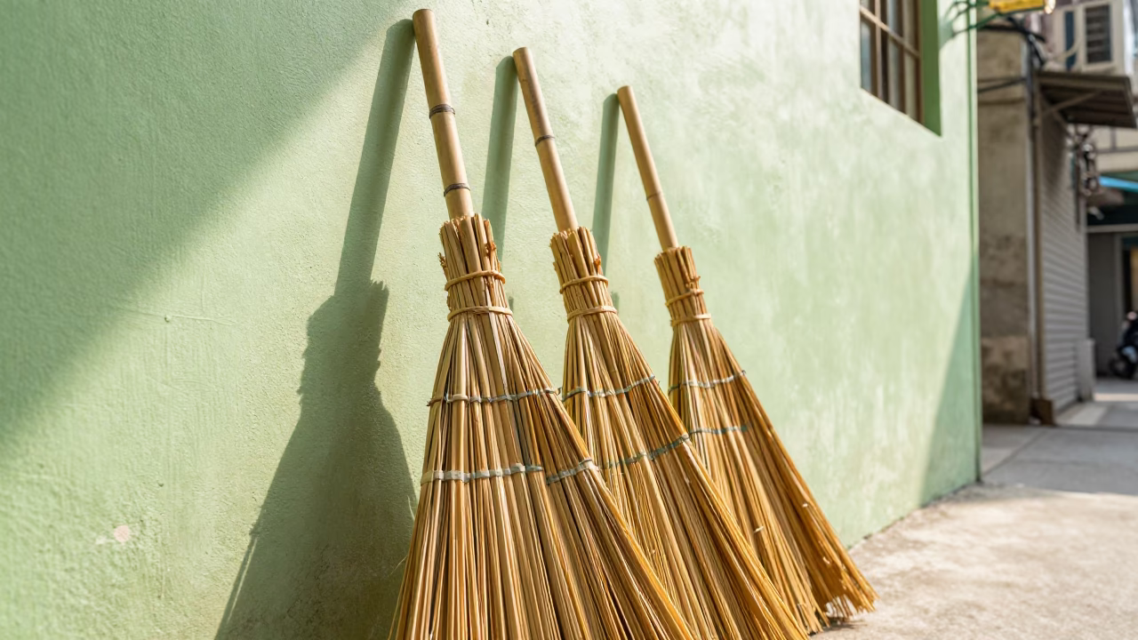 Bamboo Brooms in Hong Kong in in Hong Kong, Hong Kong