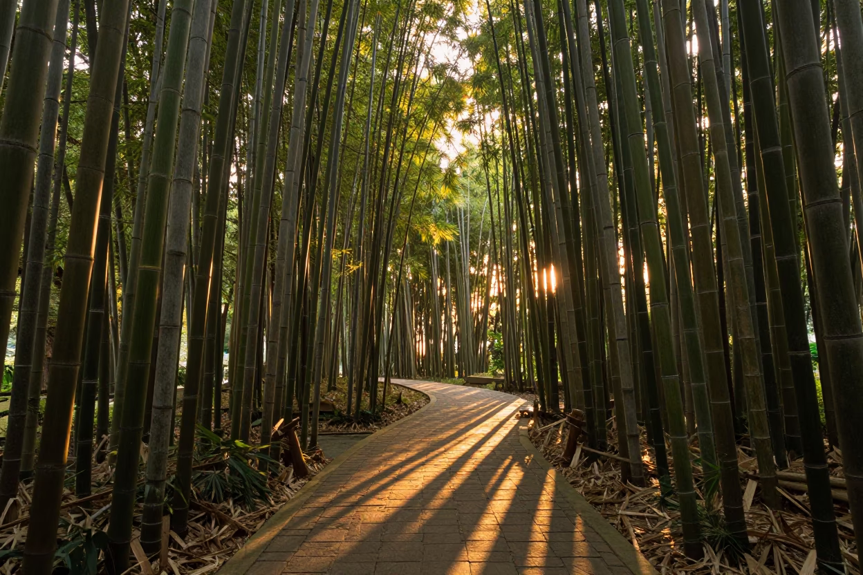 Bamboo Forest at Honeyed Evening Light in Chiang Mai in in Chiang Mai, Thailand