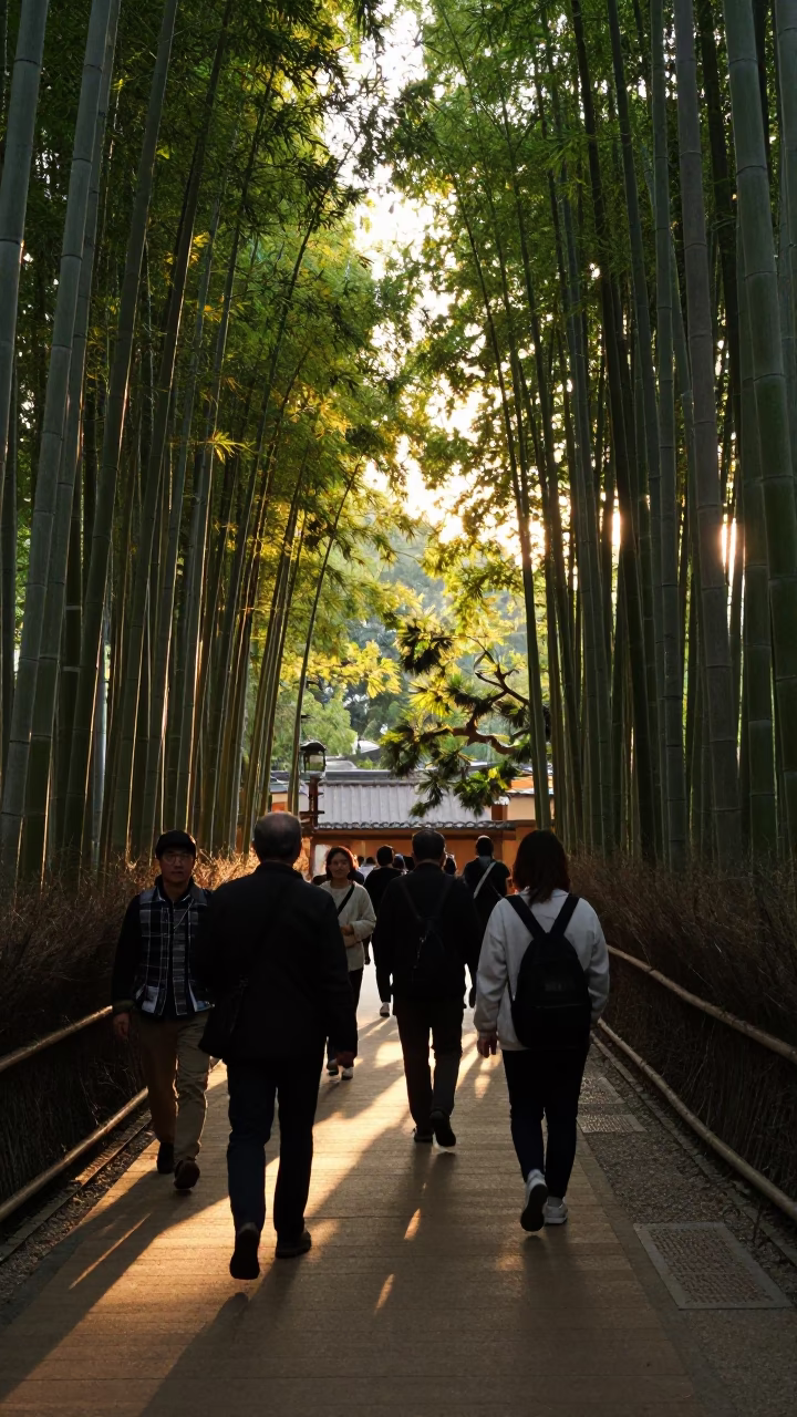 Bamboo Forest in Kyoto at Sunset Light in in Kyoto, Japan