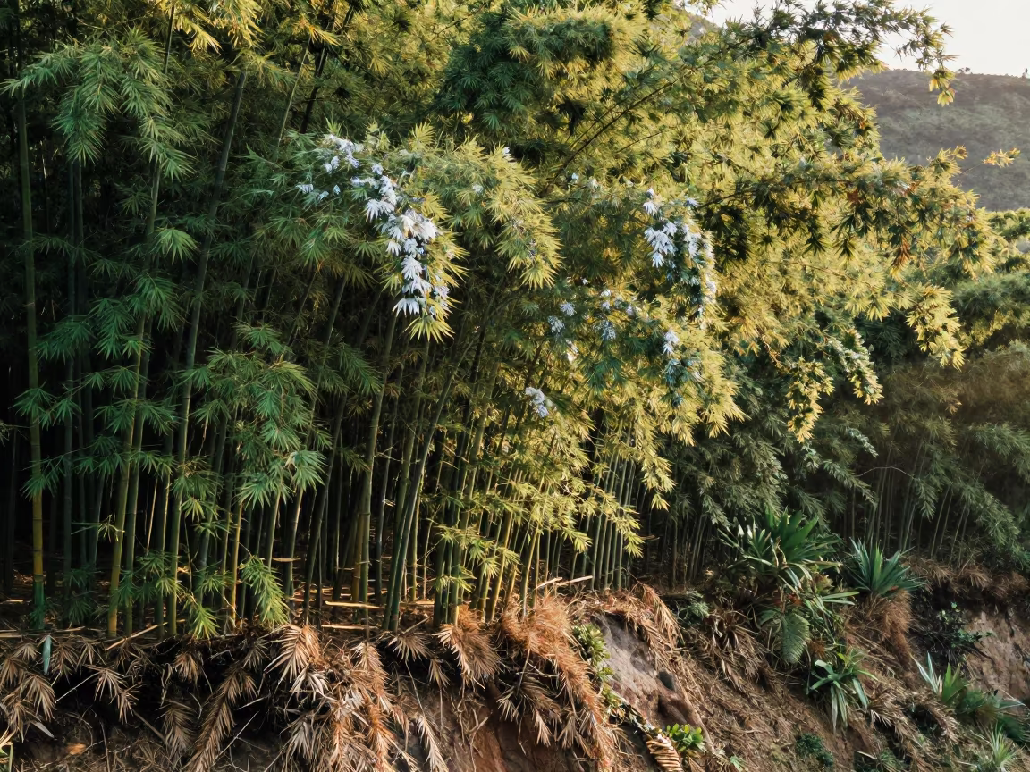 Bamboo Forest Light on Salvador Cliff in along a salt-sprayed cliff edge near Salvador