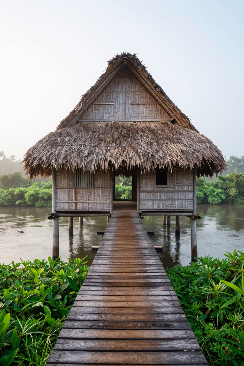 Bamboo Stilt House Cuba River Rainy Season in in Cuba