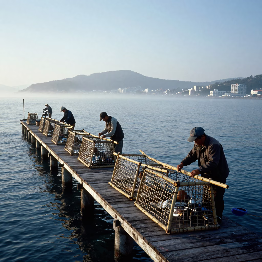 Bamboo Traps in Busan in in Busan, South Korea