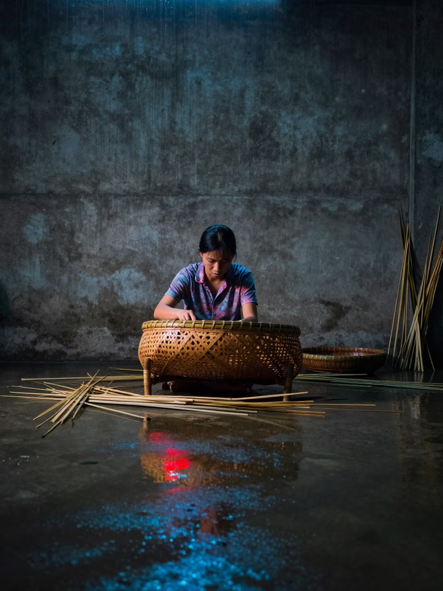 Bamboo Weaver in Cholon Studio in in a studio in Cholon, Ho Chi Minh City