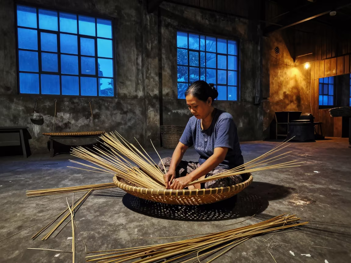 Bamboo Weaver in Kuala Lumpur Foundry Twilight in in a foundry in Kuala Lumpur