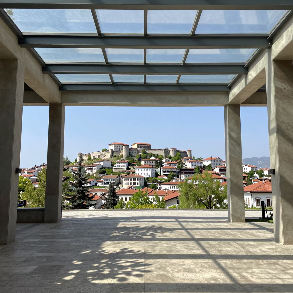 Bandırma Glass Arcade Noon Hill Town View in inside a glass-roofed arcade in Bandırma