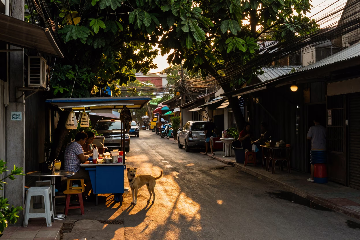 Bangkok Dog at Golden Hour in in Bangkok, Thailand