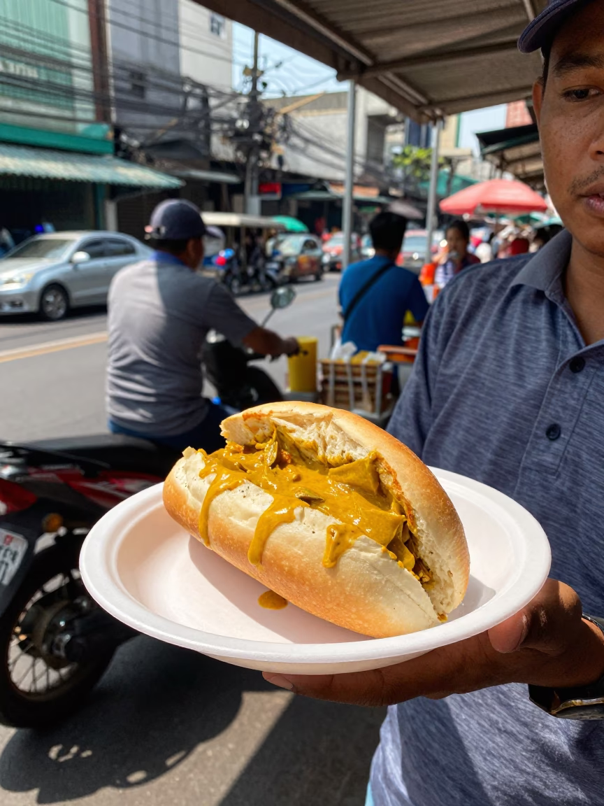 Bangkok Food Scene at Midday Light in in Bangkok, Thailand