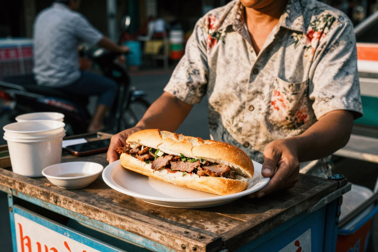 Banh Mi in Bangkok at The Early Afternoon Light in in Bangkok, Thailand