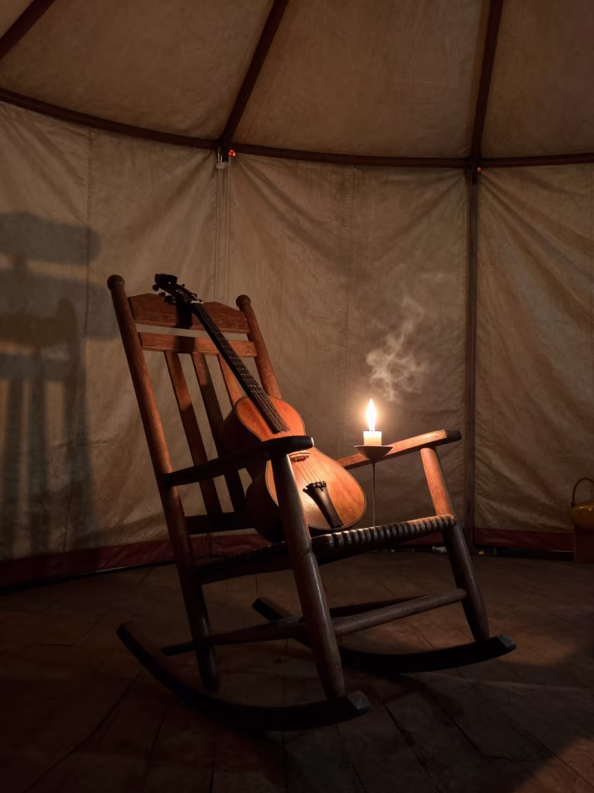 Banjo on Porch Chair Under Circus Tent in under a circus tent in Gorakhpur