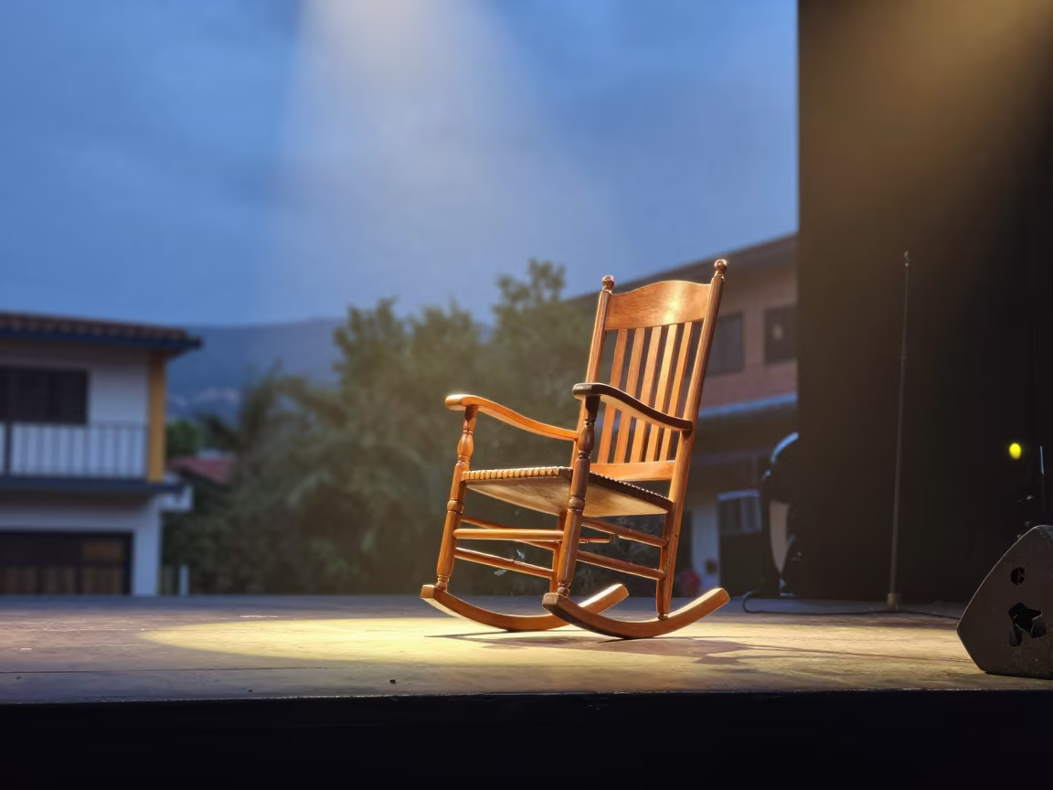 Banjo on Theater Stage in Medellin Dusk in on a theater stage in El Poblado, Medellin