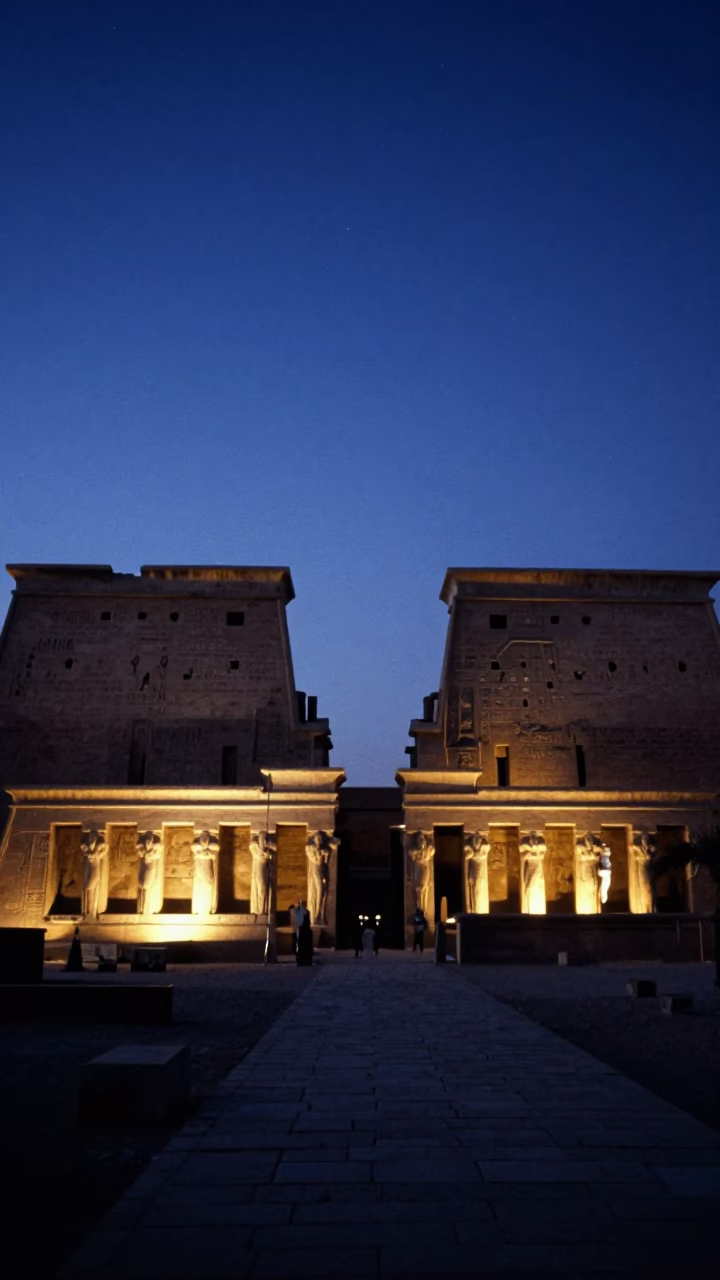Bank Scene at The Still Hours Before Dawn Light in Luxor in in Luxor, Egypt