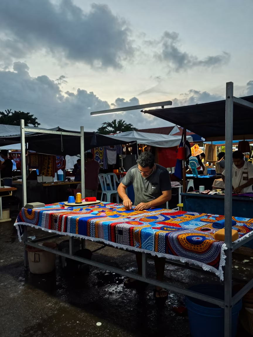 Banner Repair Bench Morning Light Fortaleza in at a night market in Fortaleza