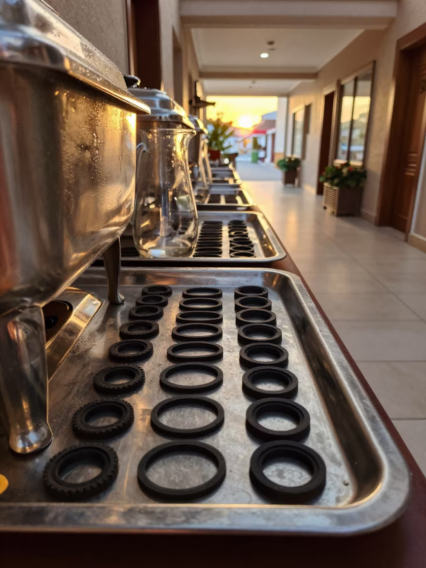 Banquet Coffee Urn Gasket Tray Maintenance in in a quiet guest corridor near Aksaray