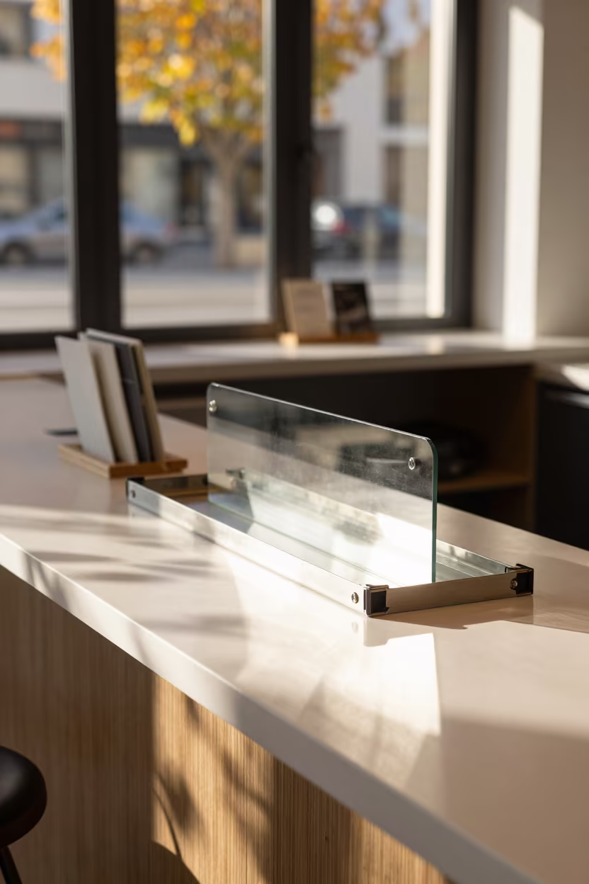 Banquet Stage Clamp Tray at Rehovot Reception in at a reception desk under warm light in Rehovot
