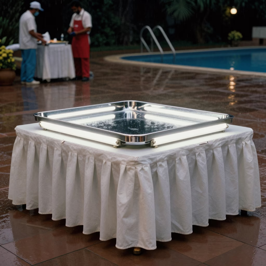 Banquet Stage Skirt Clamp Tray in Ratlam Spa Reception in inside a spa reception in Ratlam
