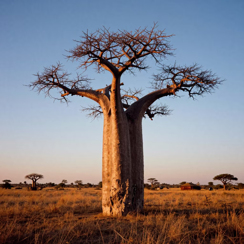 Baobab Tree Silhouette at Sunset Near Dar es Salaam in near Dar es Salaam