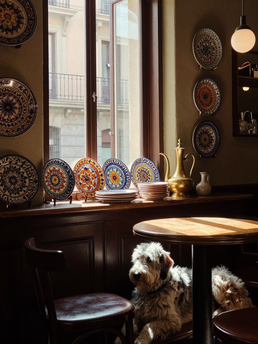 Bar Interior in Bilbao at Afternoon Light in in Bilbao, Spain