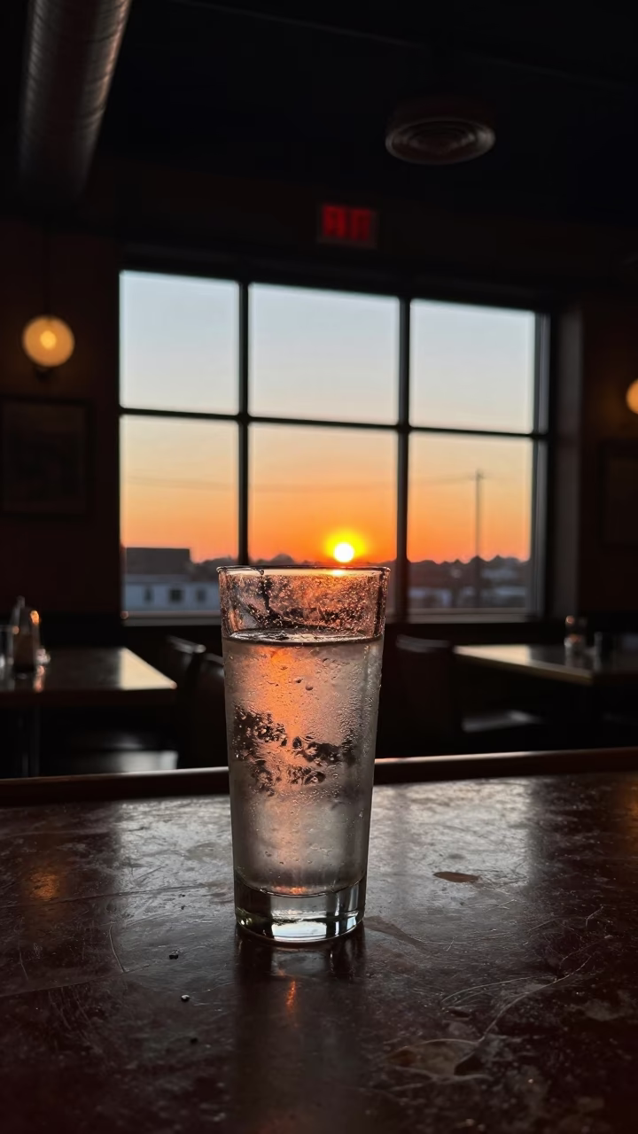 Bar Interior in Chicago at As The Sun Drops Toward The Horizon in in Chicago, Illinois, United States
