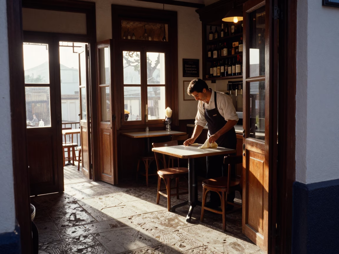 Bar Interior just after sunrise in Granada in in Granada, Spain