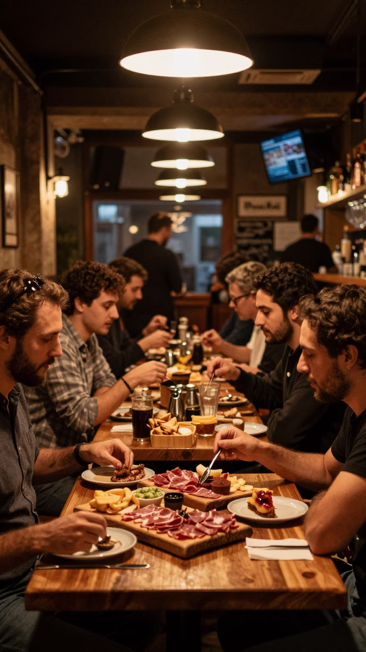 Bar Scene in Bilbao at Late At Night Light in in Bilbao, Spain