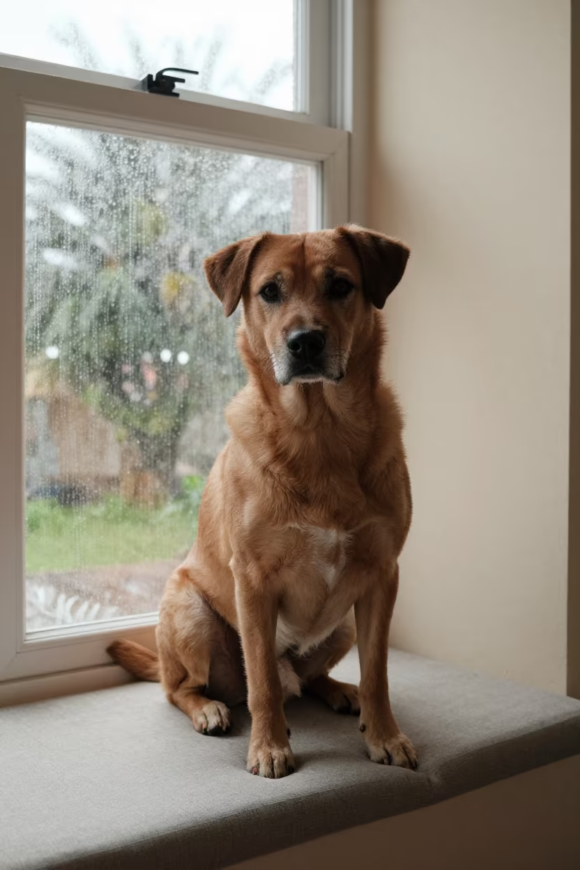 Barbado da Terceira Portrait Window Seat in on a cushioned window seat with soft side light and an uncluttered background in Daule
