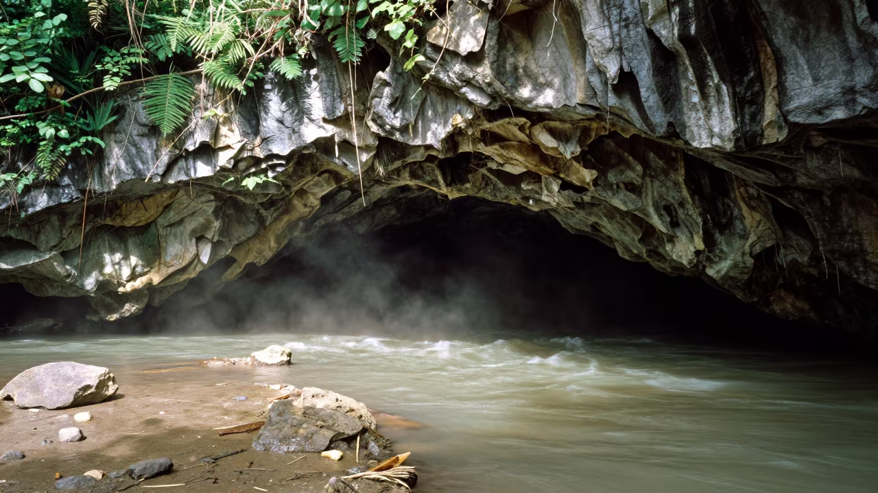 Barbados Limestone Cave River Floodplain in across a floodplain after rain in Barbados