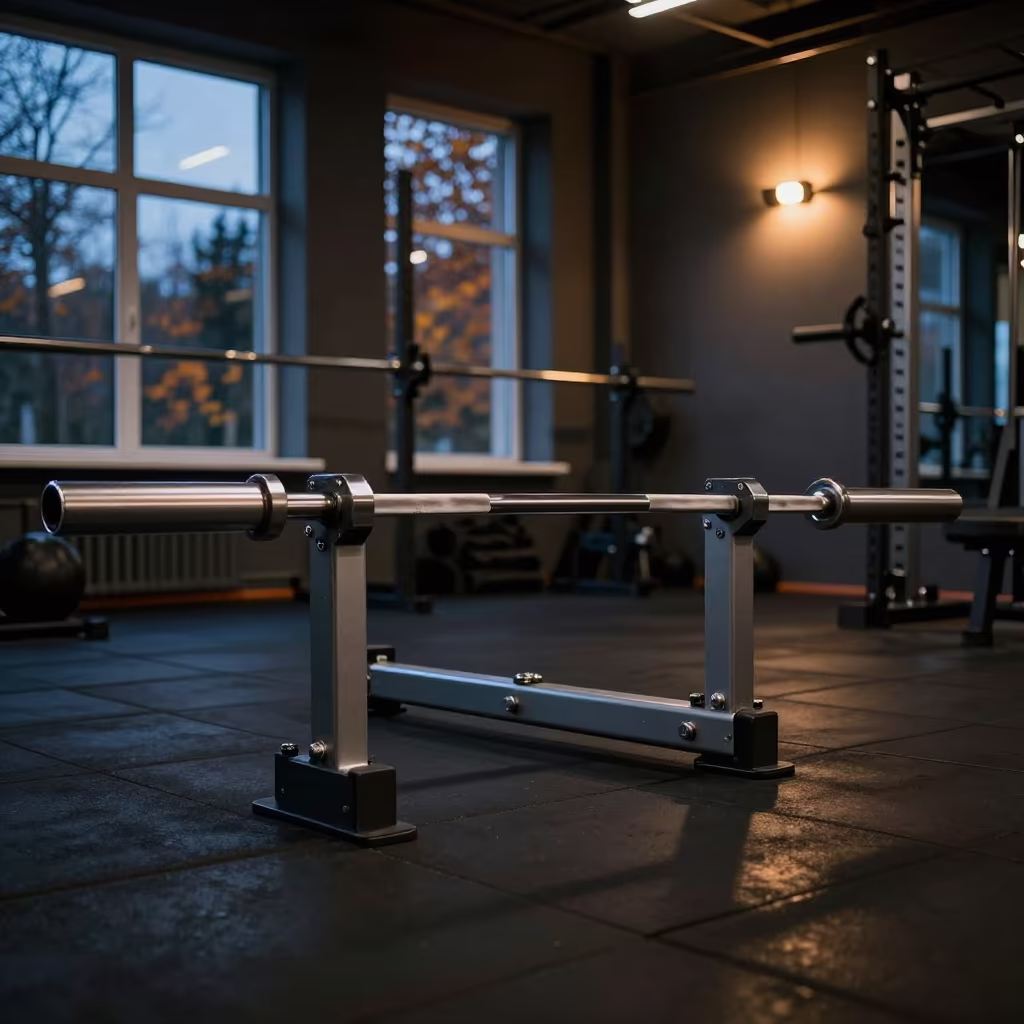 Barbell Collar Bin in Chelyabinsk Gym Night in on a rubber-floored free-weight deck in Chelyabinsk