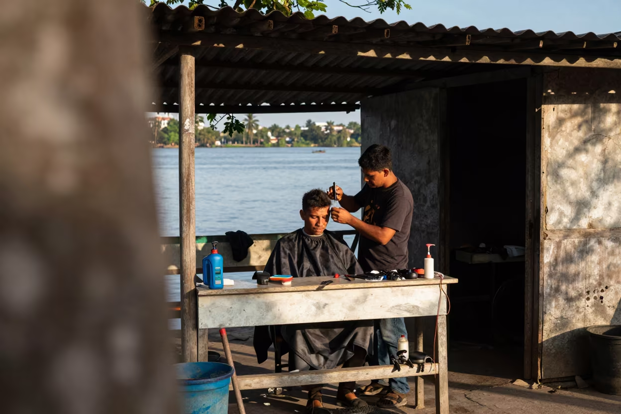 Barber at Dawn in Pinar del Río Shed in in Pinar del Río