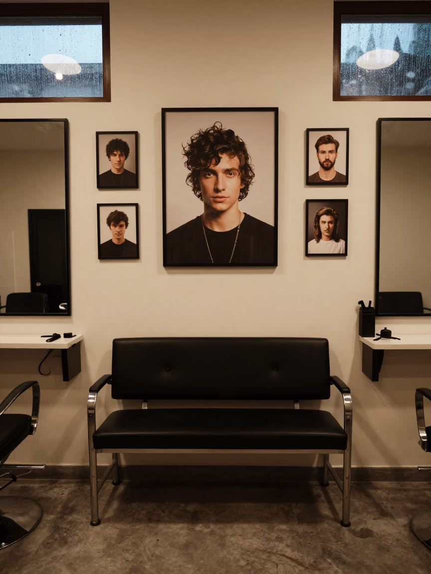 Barber Bench in Bucharest Nail Studio Predawn in inside a nail studio in Bucharest