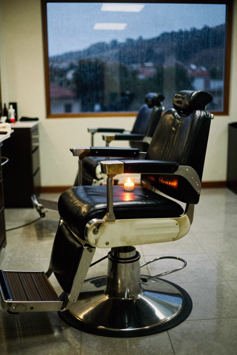 Barber Chair Footrest Cup Twilight Salon in inside a salon row in Sucre