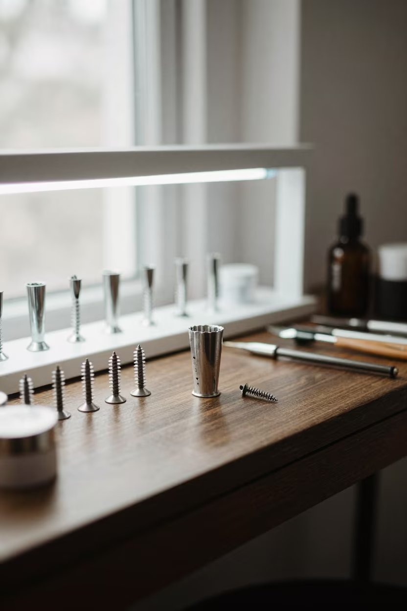 Barber Chair Screw Cup in Gaya Beauty Supply in in a beauty supply area under white LEDs in Gaya