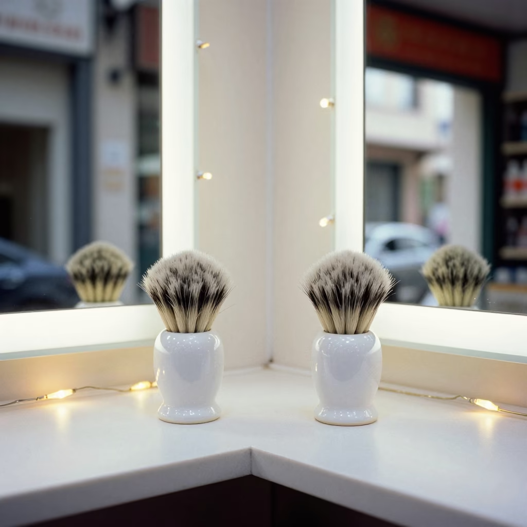 Barber Neck Brush Cup in Gaziantep Shop in in a beauty supply area under white LEDs near Gaziantep