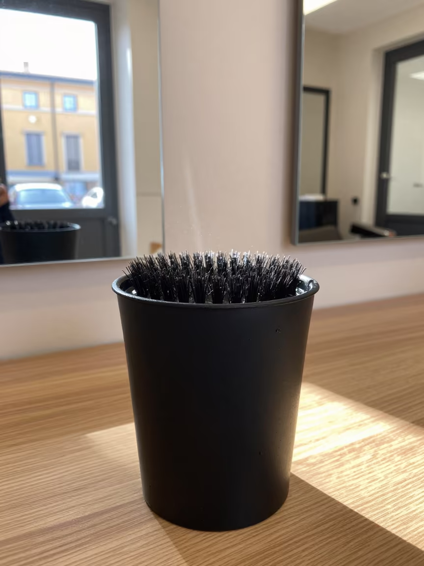 Barber Neck Brush Cup in Reggio Emilia Salon in inside a salon row in Reggio Emilia