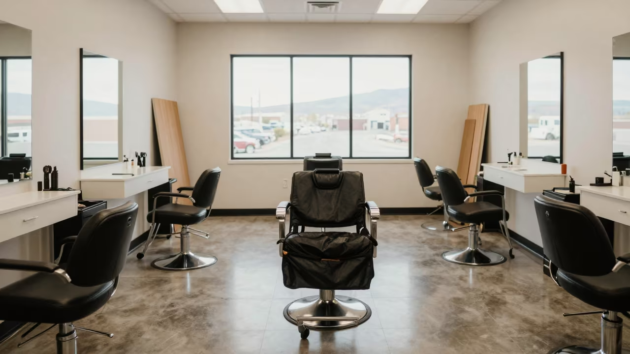 Barber Neck Duster Caddy Before Lesson in inside a nail studio near Reno