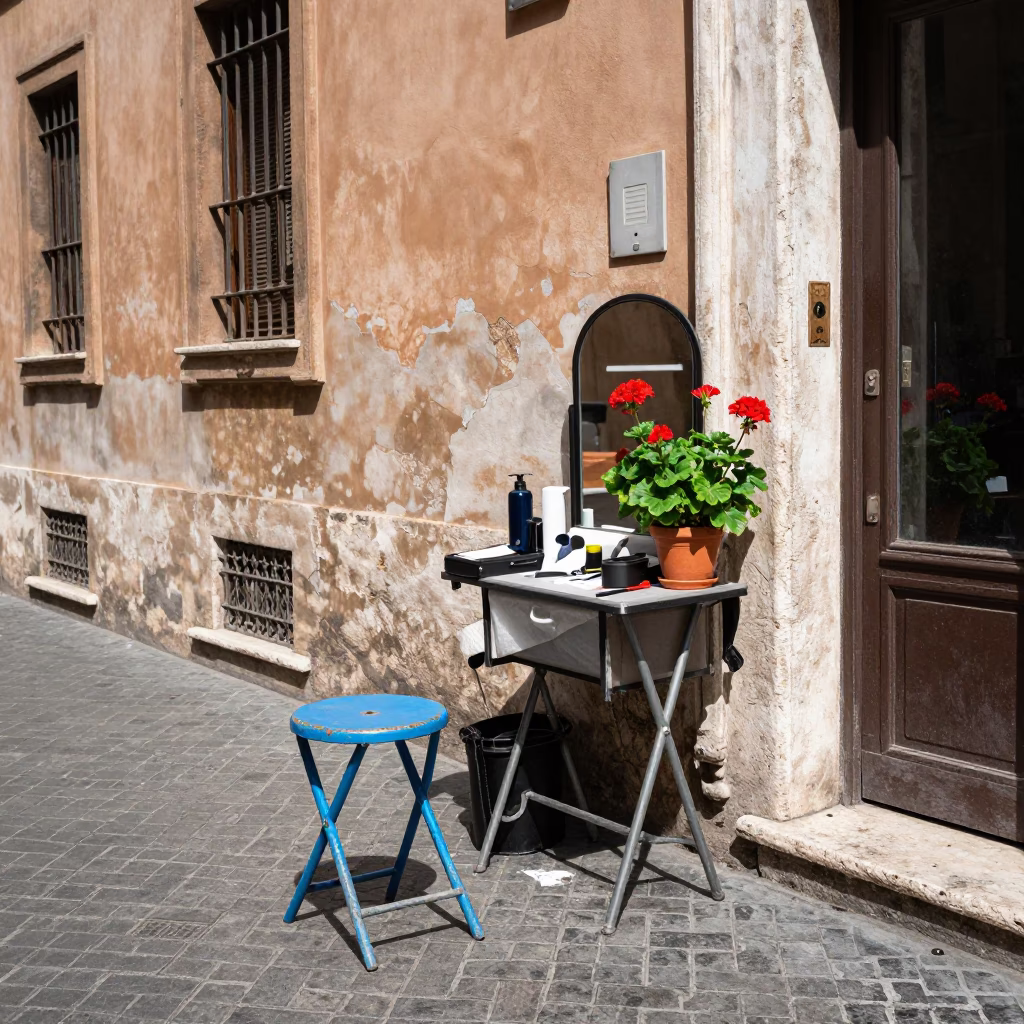 Barber Station in Rome in in Rome, Italy