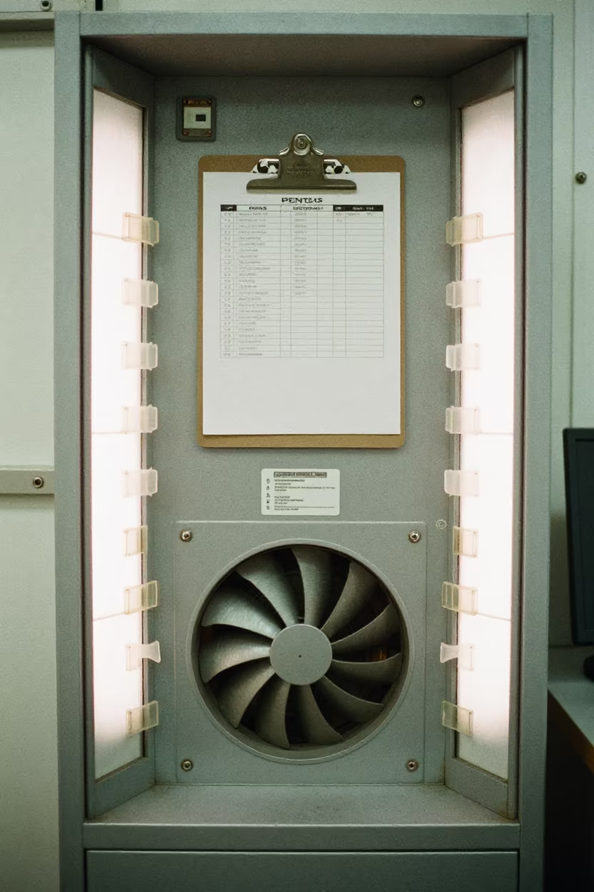 Barcelona Dock Fan Control Pedestal Dispatch Office in inside a dispatch office above the dock in La Boqueria, Barcelona