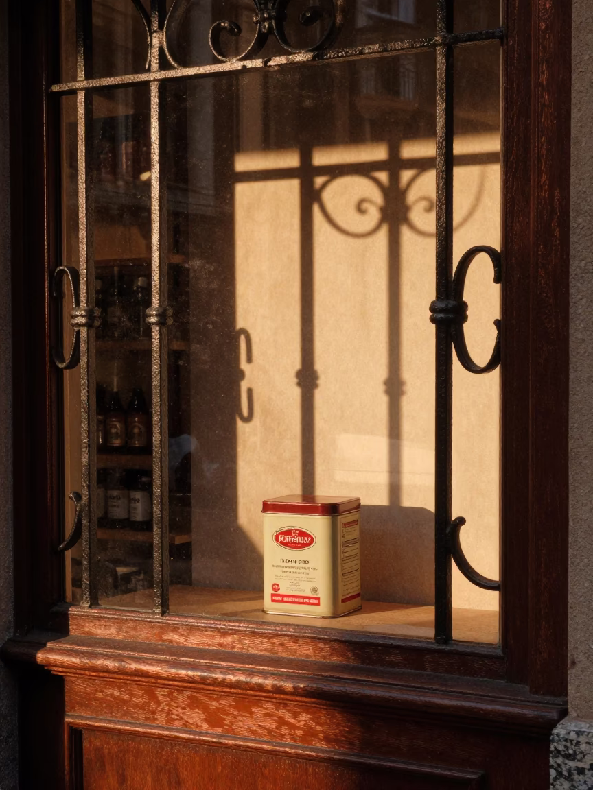 Barcelona Shop Window at Copper-toned Light Before Dusk in in Barcelona, Spain