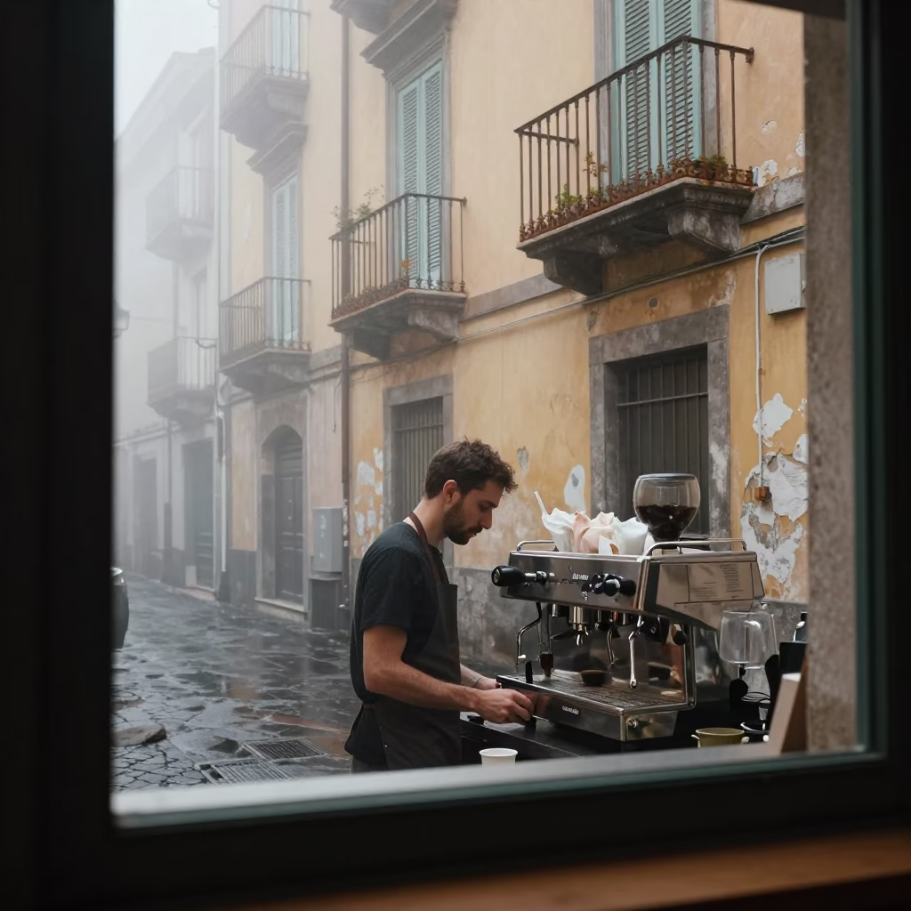 Barista Working in Naples in in Naples, Italy
