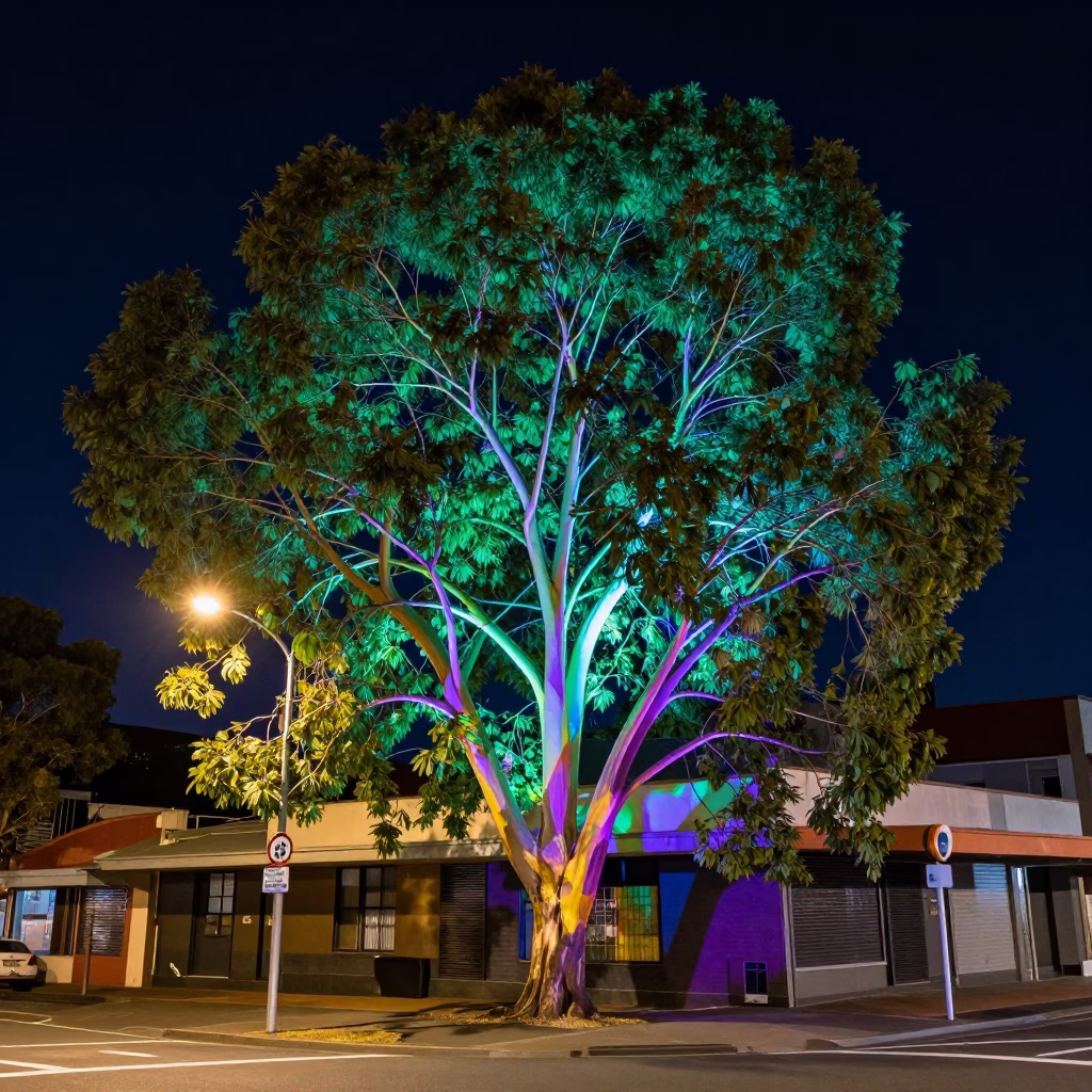 Bark Glowing in Perth at The Deepest Night Sky Light in in Perth, Western Australia, Australia