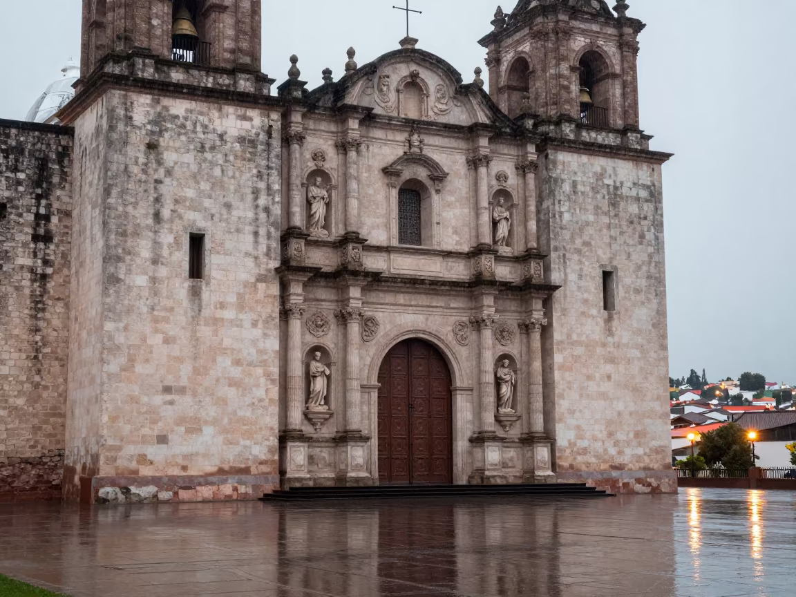 Baroque Church Facade Near San Luis Potosí Fortress in outside a wind-scoured fortress wall near San Luis Potosí