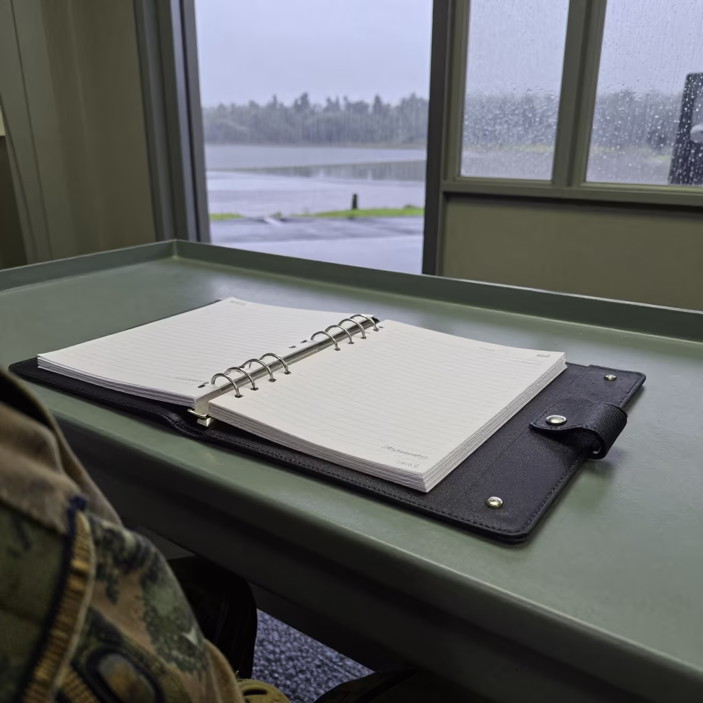 Barracks Key Binder in Dawn Light in inside a command post near Machiques