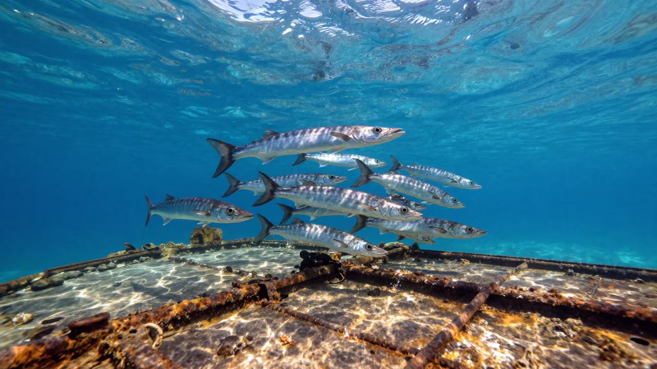 Barracuda School Circling Lokrum Shipwreck in near Lokrum, Dubrovnik