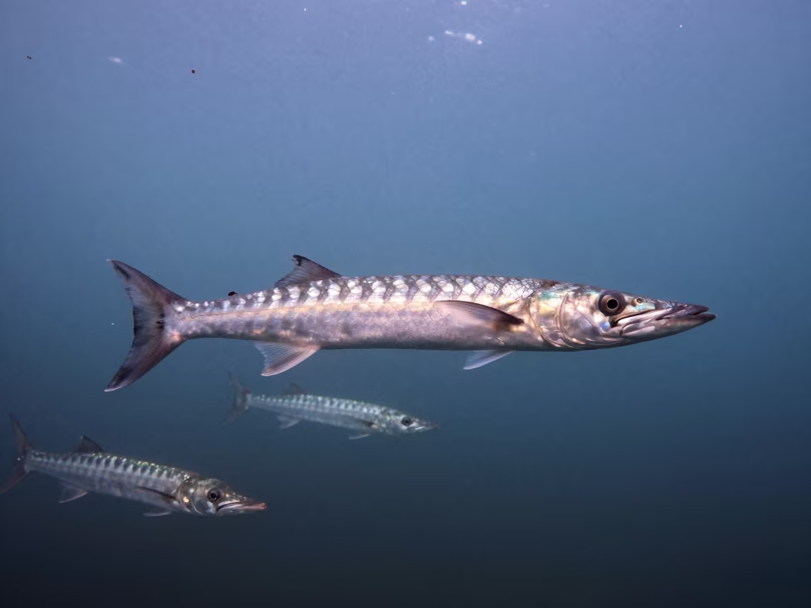 Barracuda School Through Dawn Plankton Haze in near Worli, Mumbai
