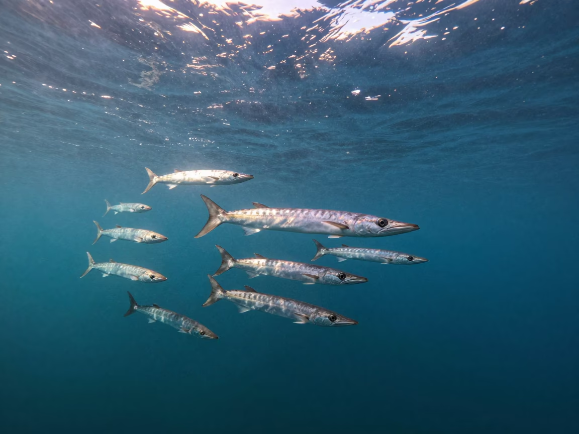 Barracuda School in Dawn Thermocline British Columbia in in British Columbia