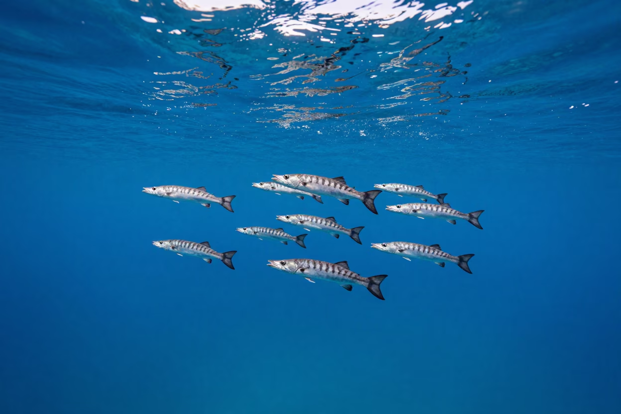 Barracuda School Through Sunlit Thermocline Naples in near Naples