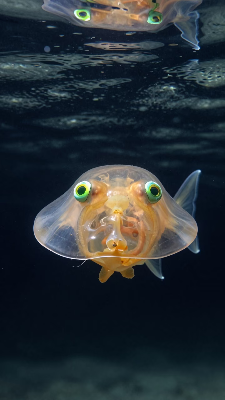 Barreleye Fish Transparent Head Deep Sea Near Busan in near Busan