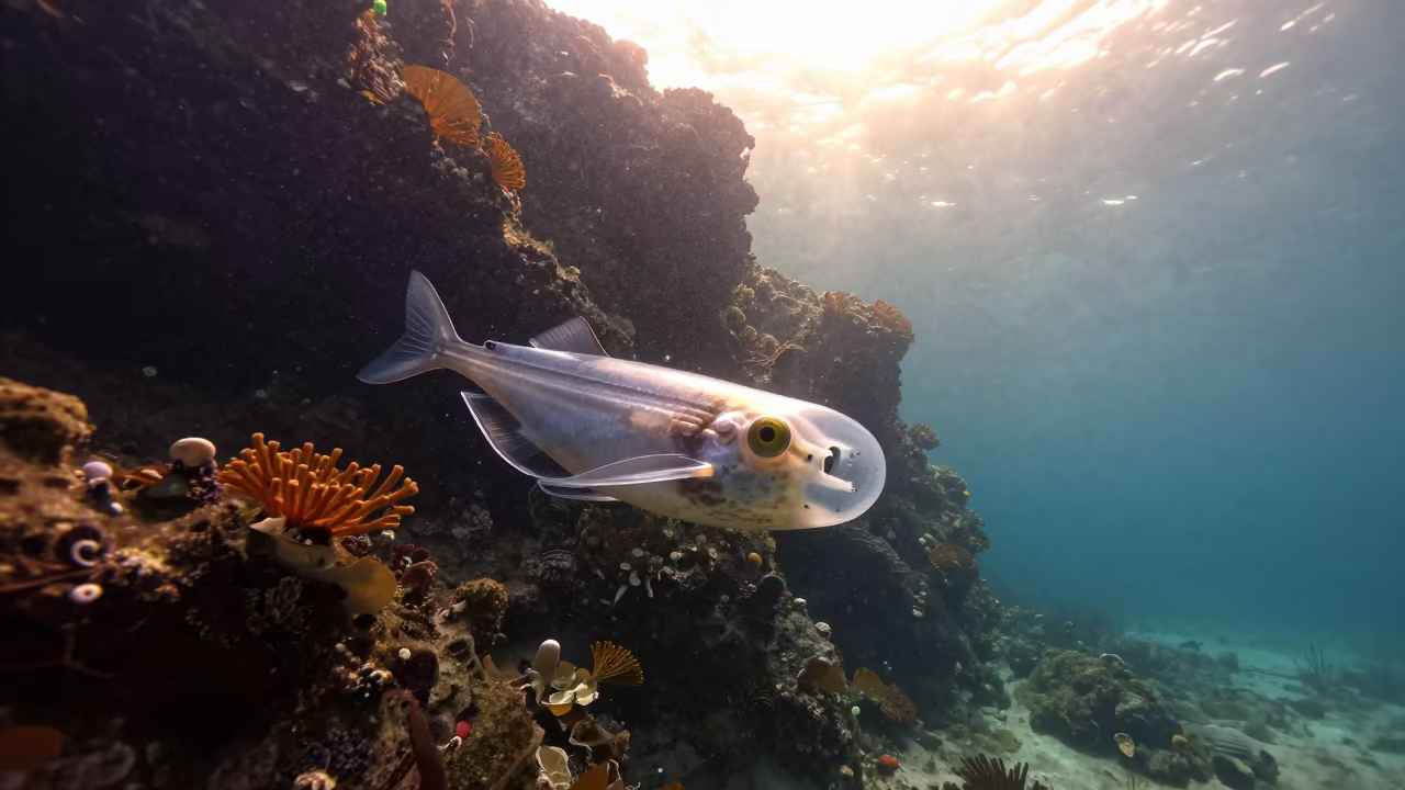 Barreleye Fish Near Volcanic Drop-off Tel Aviv in beside a volcanic drop-off near Tel Aviv