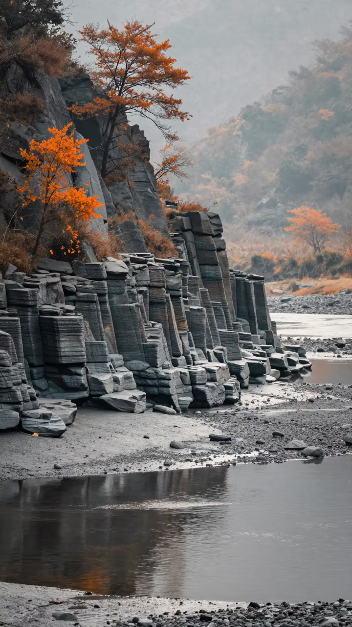 Basalt Headland Autumn Dawn Valley in across a wide valley floor in Nagaland